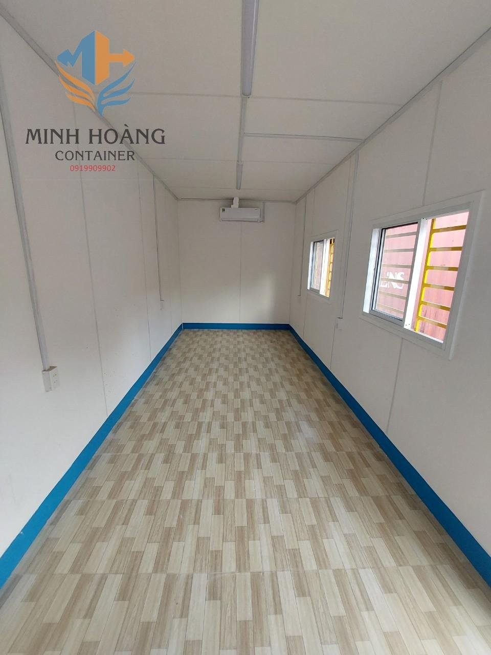 container văn phòng 20feet làm từ vỏ container lạnh sơn mới đỏ vàng